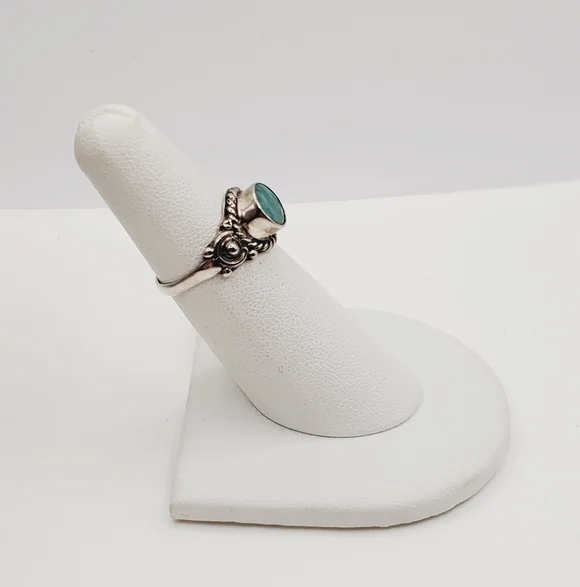 Natural Round Socoto Emerald Solitaire Artisan Ring in Sterling Silver 1.25 ctw